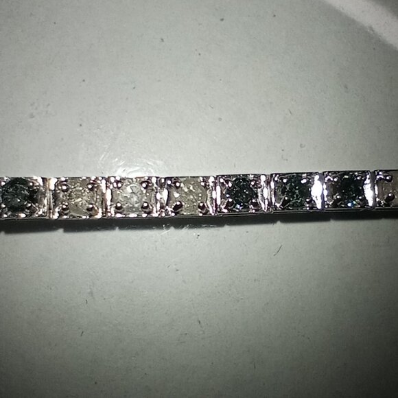RESERVED!  14Kt WG 3-Carat Blue & White Diamond “Half Moon” Eternity Bracelet - Picture 3 of 6